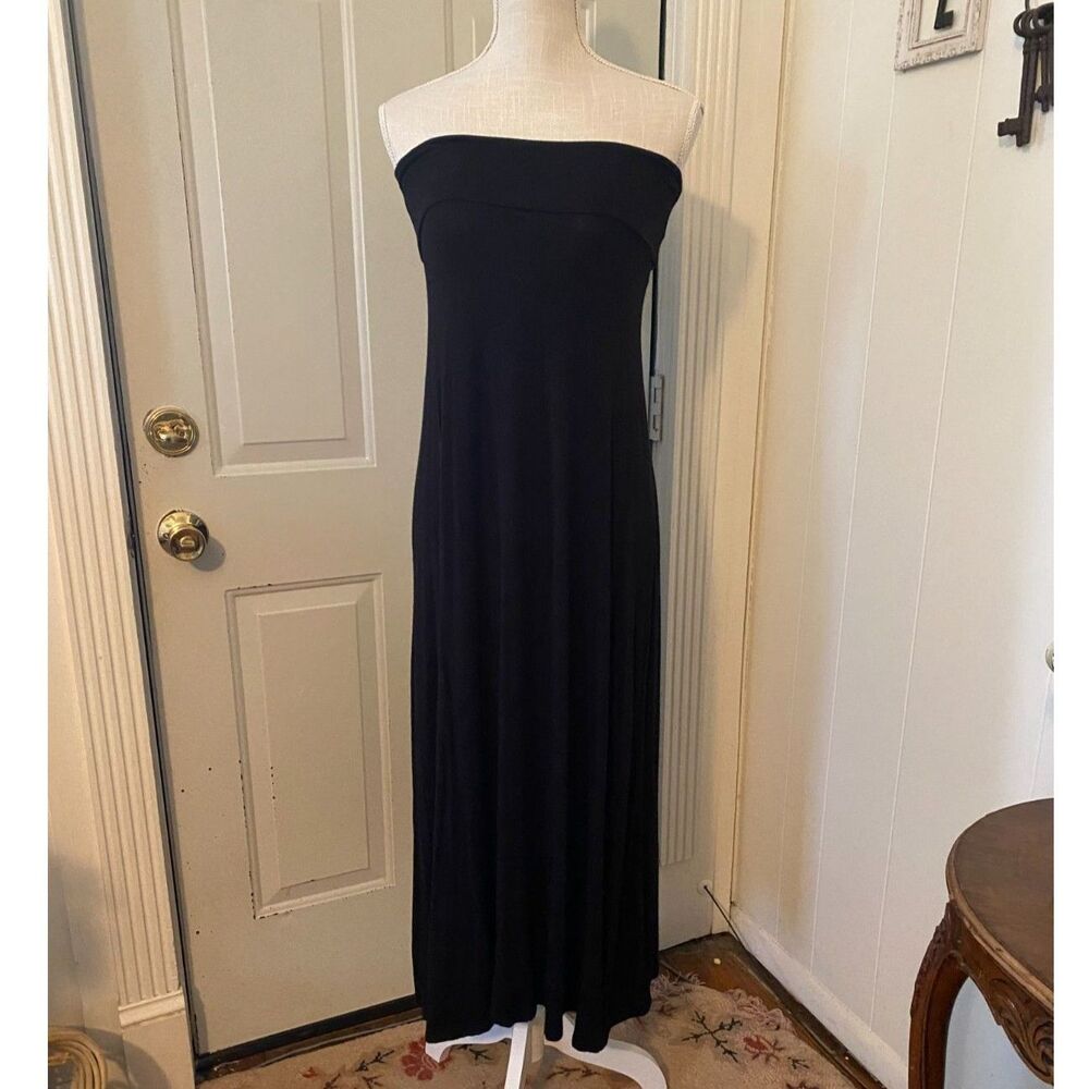 Lock & Love Black Strapless Featherweight Maxi Dress Size XL